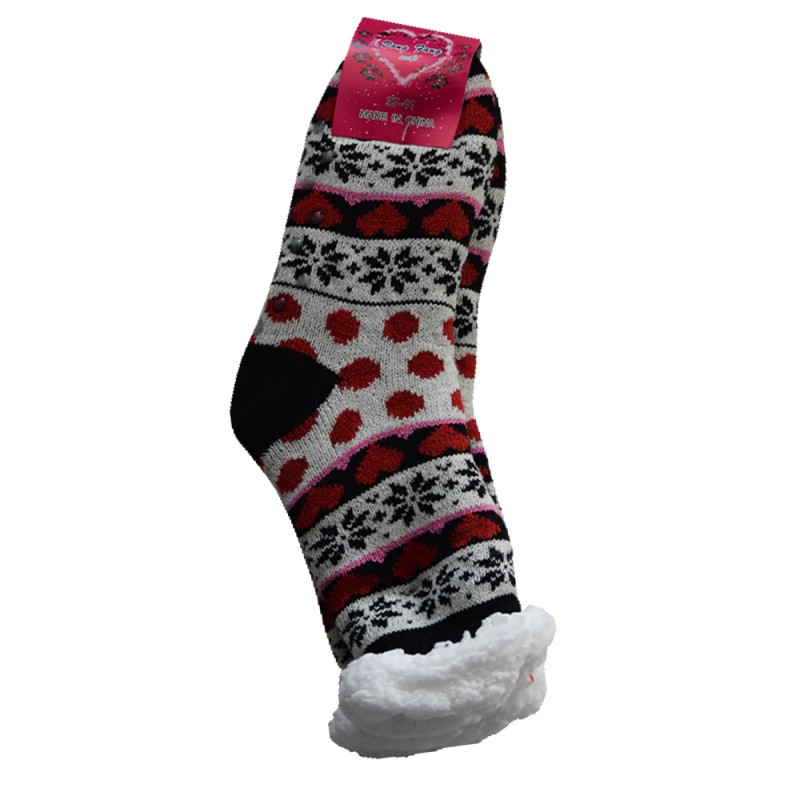 Γούνινες Κάλτσες 30cm με Επένδυση Προβατάκι Μεγέθους 37-41 μαύρο & κόκκινο χρώμα TNS 39-950-2172-8