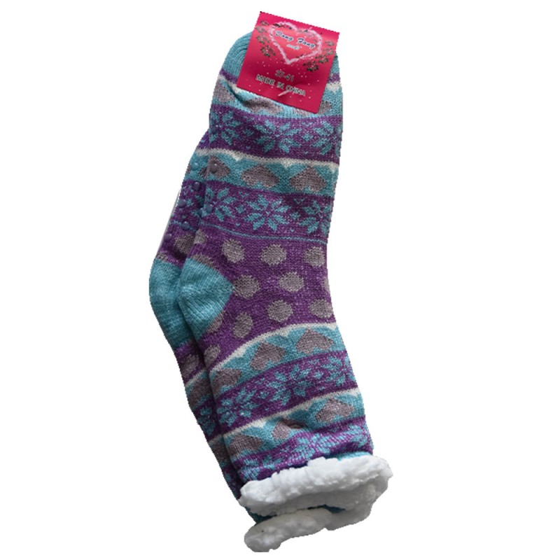 Γούνινες Κάλτσες 30cm με Επένδυση Προβατάκι Μεγέθους 37-41 μωβ & μπλε χρώμα TNS 39-950-2172-3