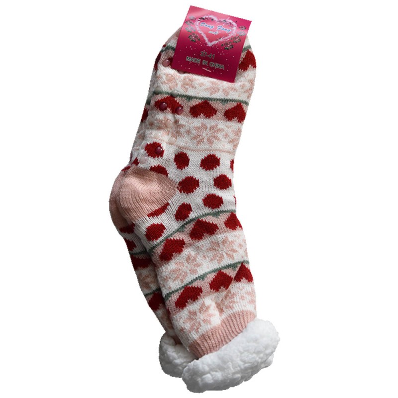 Γούνινες Κάλτσες 30cm με Επένδυση Προβατάκι Μεγέθους 37-41 ροζ & κόκκινο χρώμα TNS 39-950-2172-4