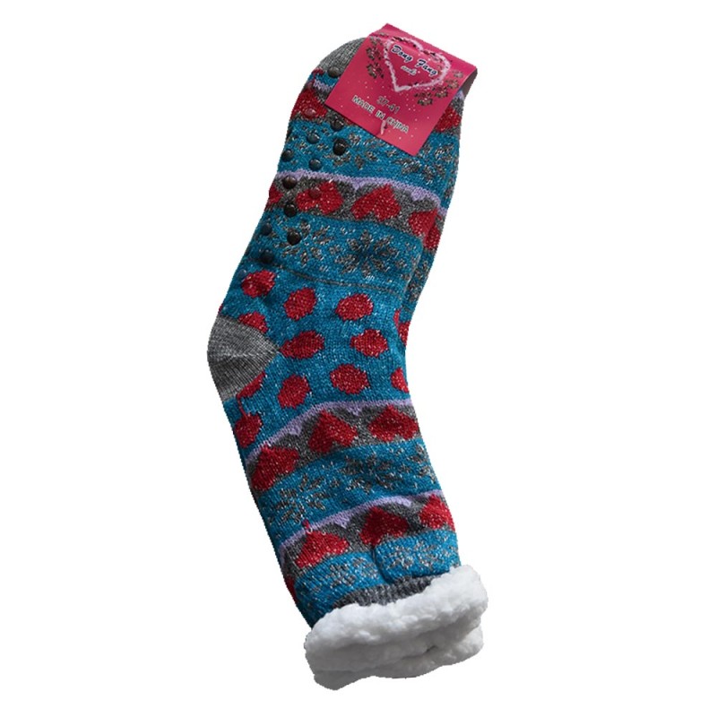 Γούνινες Κάλτσες 30cm με Επένδυση Προβατάκι Μεγέθους 37-41 μπλε & κόκκινο χρώμα TNS 39-950-2172-13