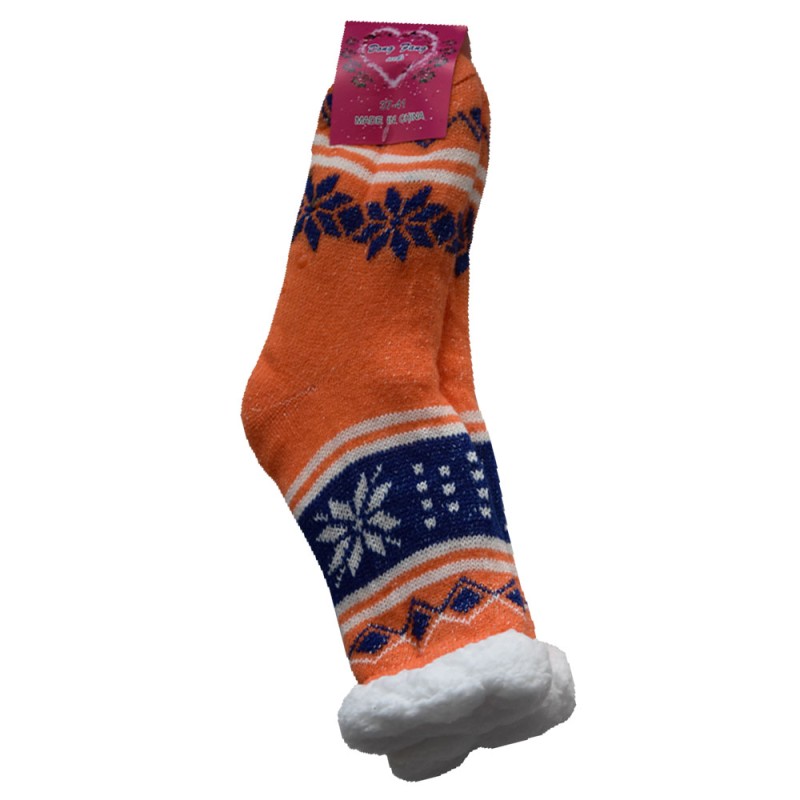 Γούνινες Κάλτσες 30cm με Επένδυση Προβατάκι Μεγέθους 37-41 πορτοκαλί χρώμα TNS 39-950-2172-6
