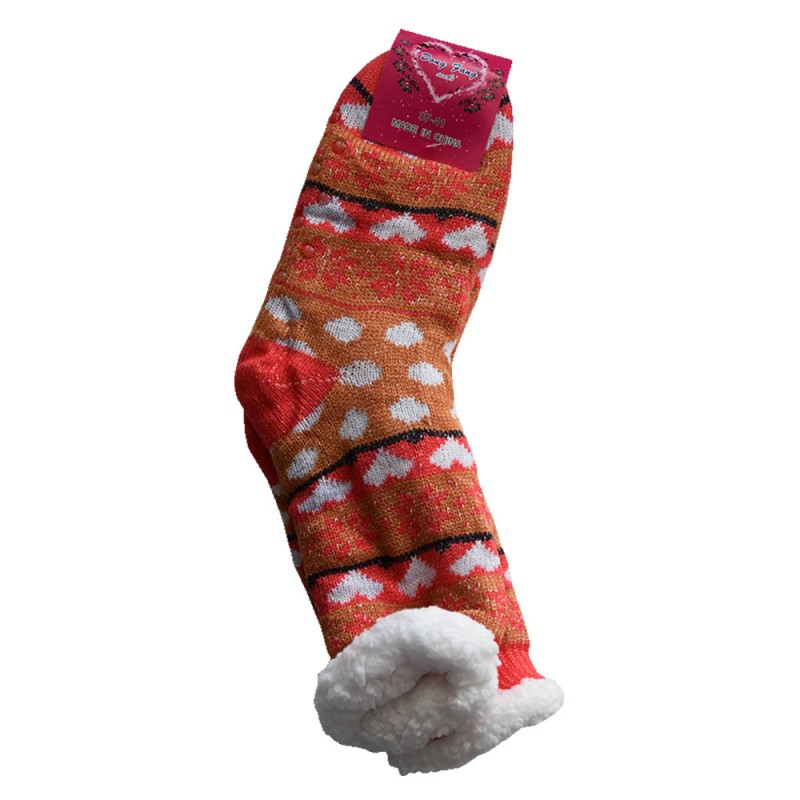 Γούνινες Κάλτσες 30cm με Επένδυση Προβατάκι Μεγέθους 37-41 πορτοκαλί χρώμα TNS 39-950-2172-11