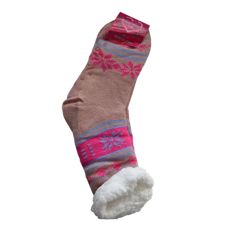 Γούνινες Κάλτσες 30cm με Επένδυση Προβατάκι Μεγέθους 37-41 ροζ/σομόν χρώμα TNS 39-950-2172-16