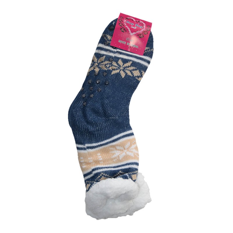 Γούνινες Κάλτσες 30cm με Επένδυση Προβατάκι Μεγέθους 37-41 σκούρο μπλε χρώμα TNS 39-950-2172-15