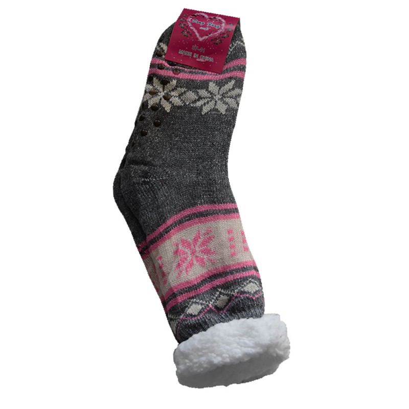 Γούνινες Κάλτσες 30cm με Επένδυση Προβατάκι Μεγέθους 37-41 σκούρο γκρι χρώμα TNS 39-950-2172-7