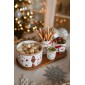 Σετ 4 Χριστουγεννιάτικα Μπωλ Σερβιρίσματος Πορσελάνινα με Ξύλινο Δίσκο - Marva Nutcracker Twist
