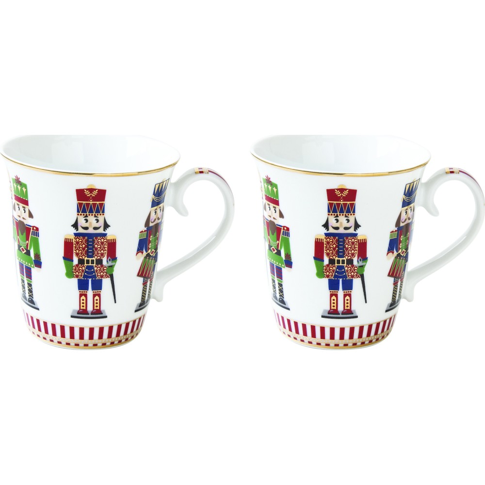 Marva Nutcrackers Σετ 2 Χριστουγεννιάτικες Κούπες Πορσελάνης σε Κουτί – Κομψές & Γιορτινές
