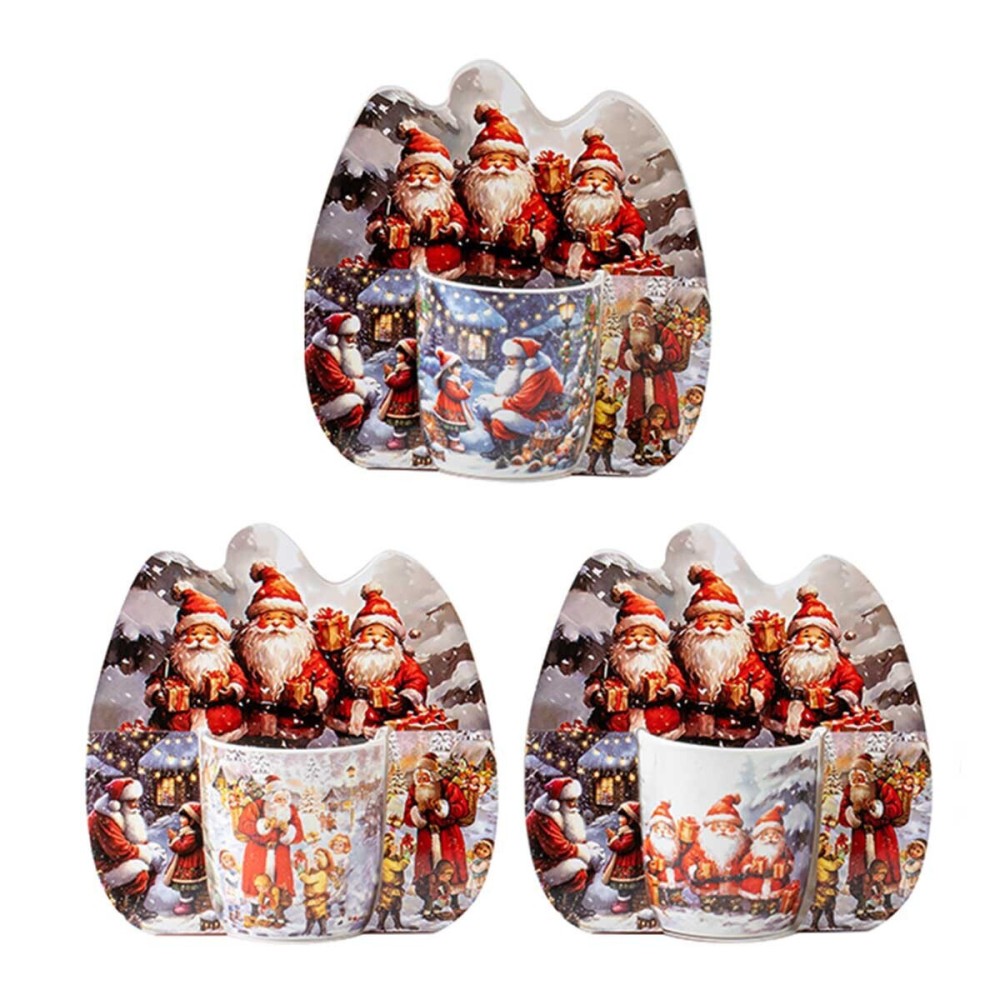 Σετ 3 Χριστουγεννιάτικες Κούπες Πορσελάνης 350ml με Συσκευασίες Δώρου - Marva Santa