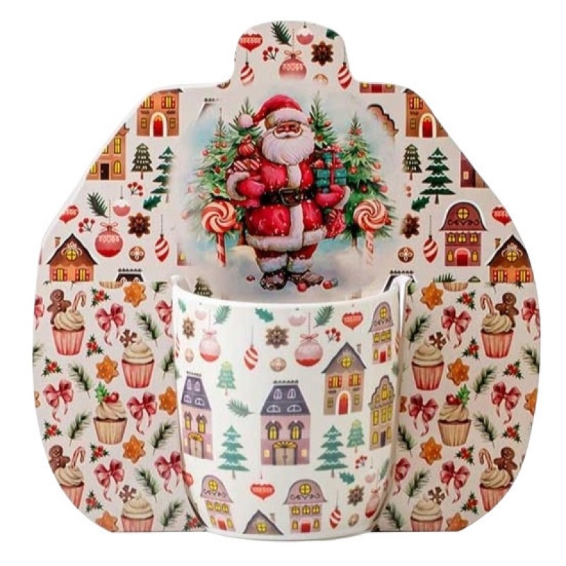 Χριστουγεννιάτικη Κούπα Πορσελάνης 350ml με Συσκευασία Δώρου - Marva Pink Christmas