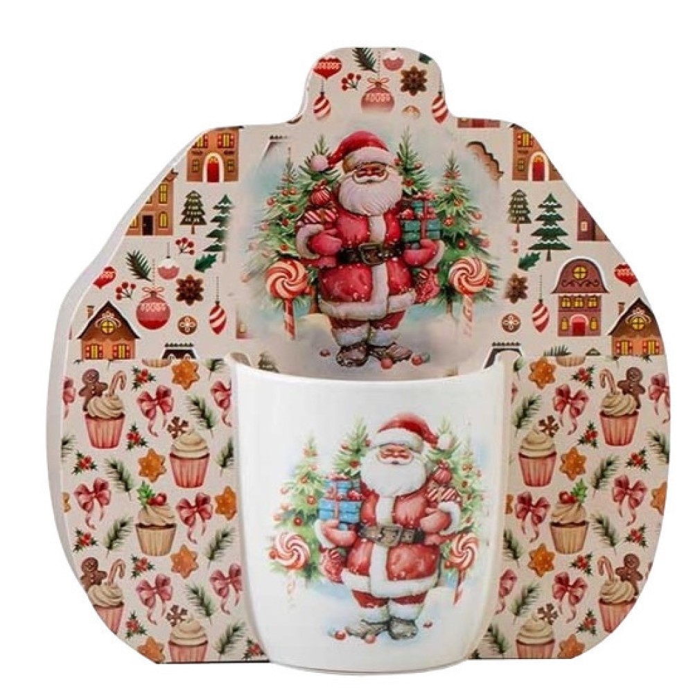 Χριστουγεννιάτικη Κούπα Πορσελάνης 350ml με Συσκευασία Δώρου - Marva Pink Christmas