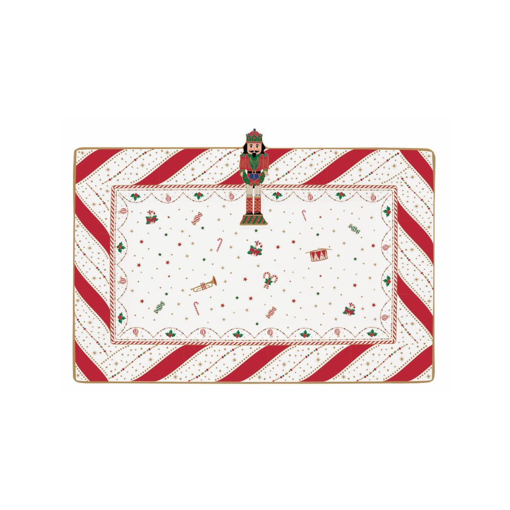 Χριστουγεννιάτικη Πιατέλα 36cm Ορθογώνια Πορσελάνης - Marva Nutcracker Twist