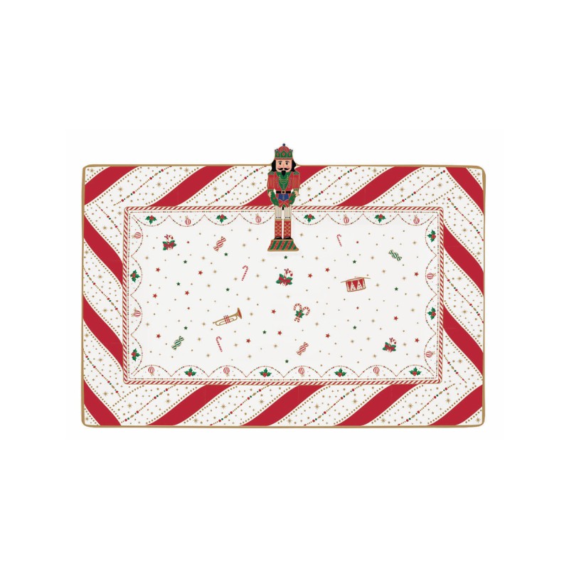 Χριστουγεννιάτικη Πιατέλα 36cm Ορθογώνια Πορσελάνης - Marva Nutcracker Twist