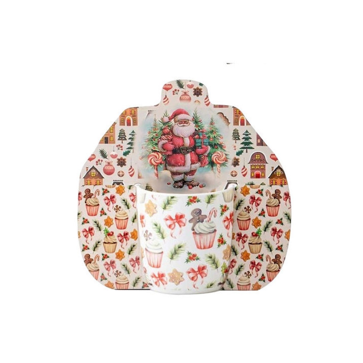 Σετ 3 Χριστουγεννιάτικες Κούπες Πορσελάνης 350ml με Συσκευασίες Δώρου - Marva Pink Christmas