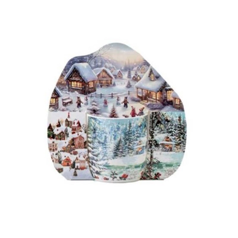 Χριστουγεννιάτικη Κούπα Πορσελάνης 350ml με Συσκευασία Δώρου - Marva Winter Scenes