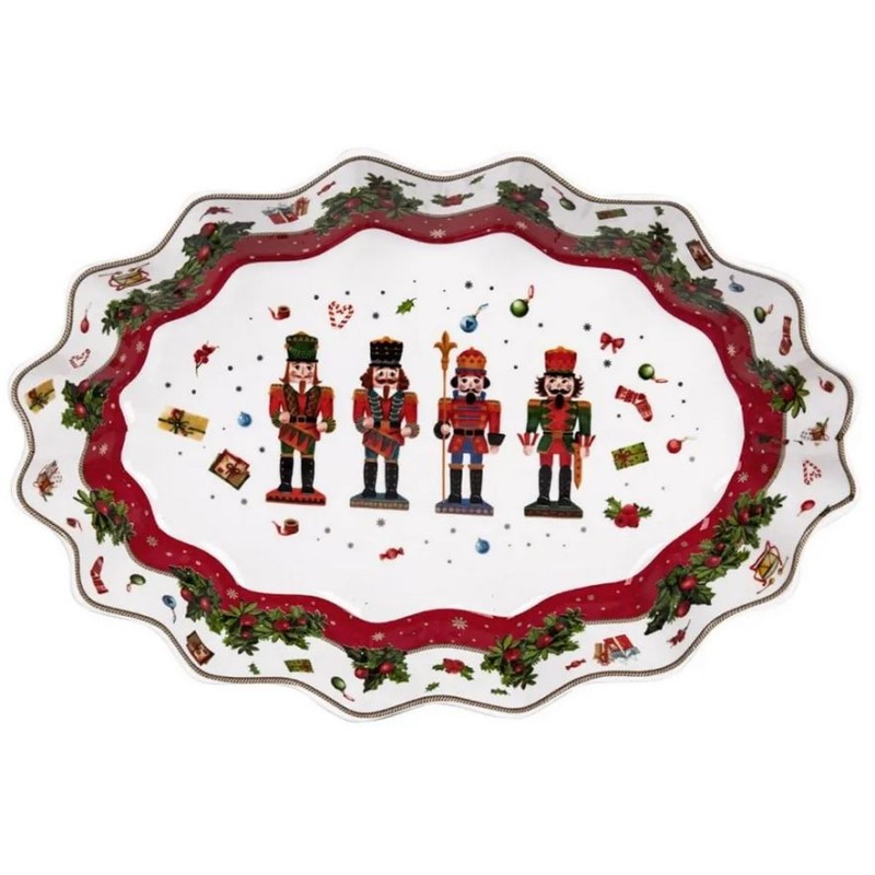 Χριστουγεννιάτικη Πιατέλα 30cm Πολυγωνική Πορσελάνης - Marva Red Nutcracker