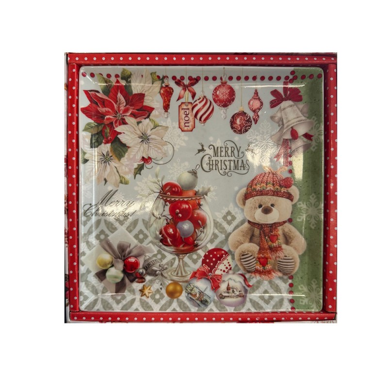 Χριστουγεννιάτικη Πιατέλα 15cm Τετράγωνη Πορσελάνης - Marva Merry Christmas