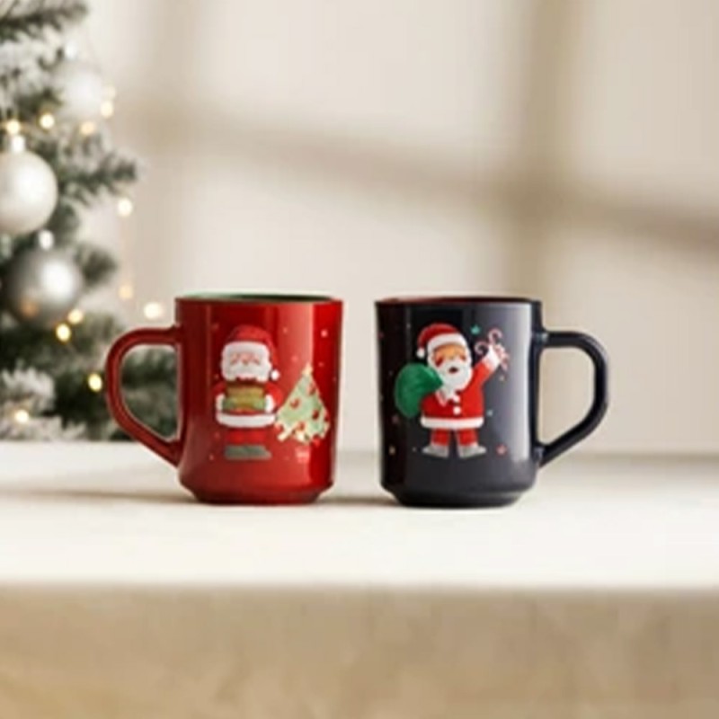 Σετ 2 Χριστουγεννιάτικες Κούπες Γυάλινες 246ml – Marva Rakle Santa Κομψό Γιορτινό Σετ