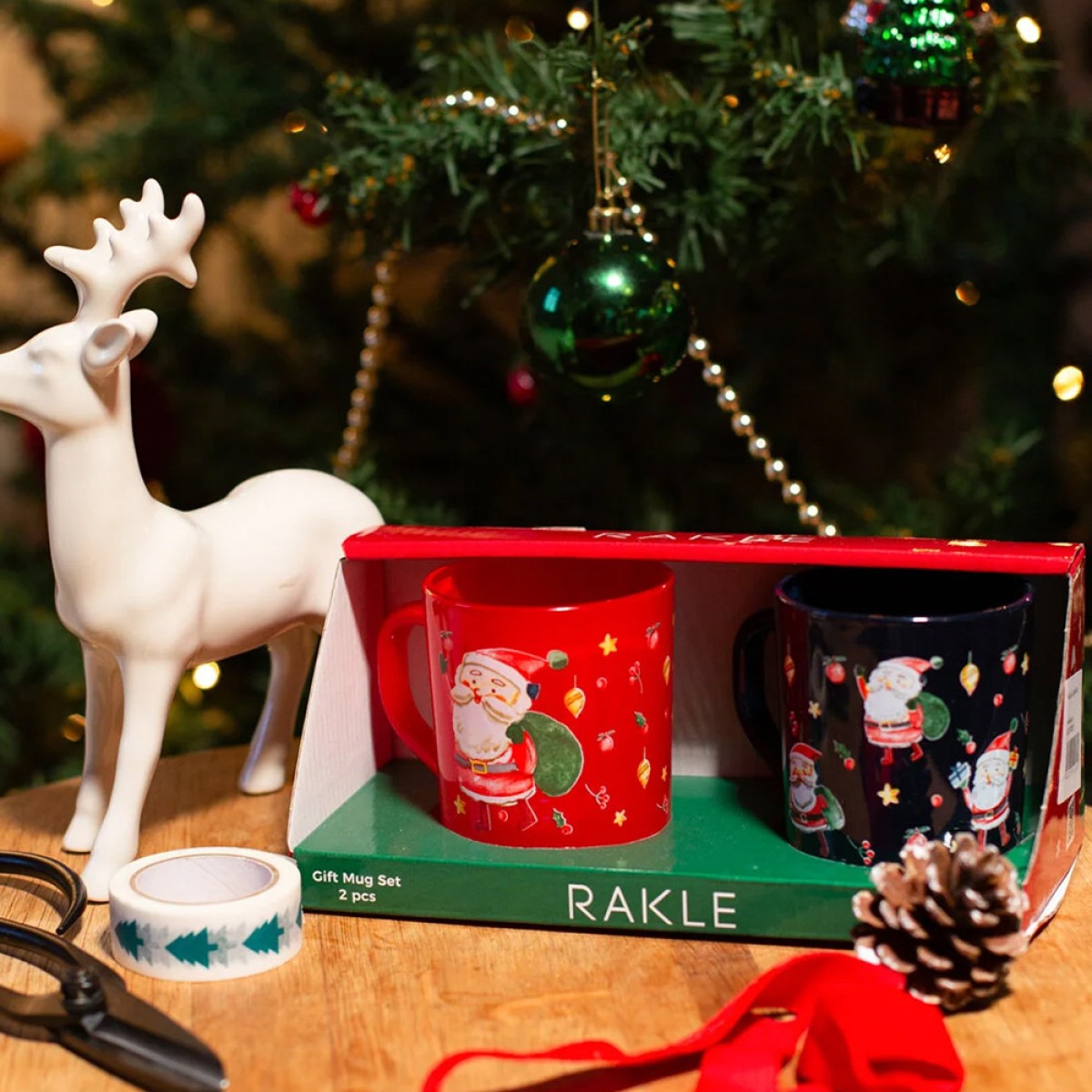 Σετ 2 Χριστουγεννιάτικες Κούπες Γυάλινες 246ml – Marva Rakle Santa Κομψό Γιορτινό Σετ