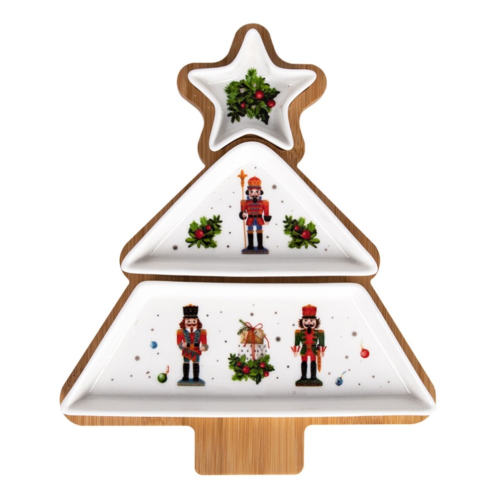 Χριστουγεννιάτικη Ορντεβιέρα Δέντρο (20.8x25) Πορσελάνης με Ξύλινη Βάση - Marva Red Nutcracker