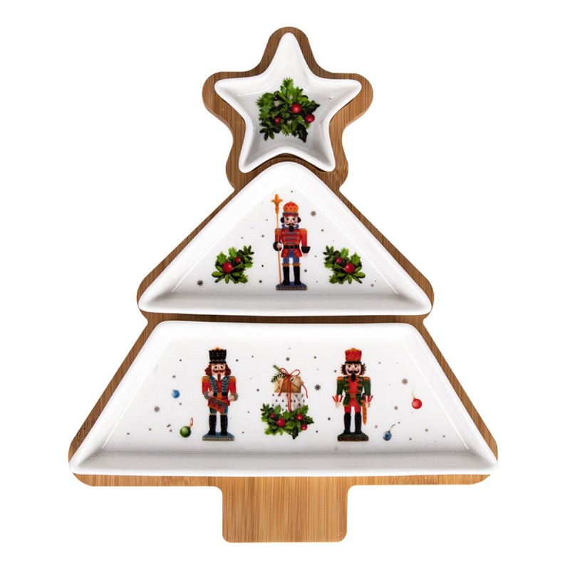 Χριστουγεννιάτικη Ορντεβιέρα Δέντρο (20.8x25) Πορσελάνης με Ξύλινη Βάση - Marva Red Nutcracker