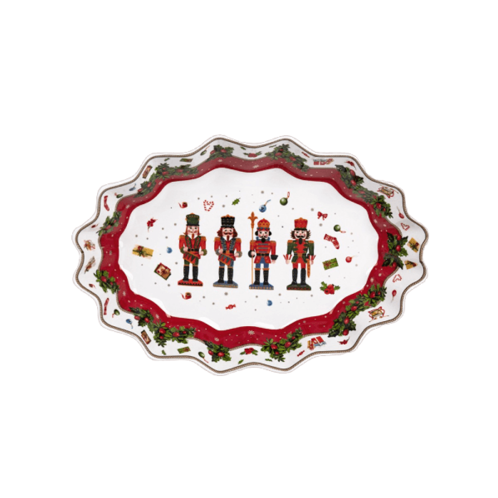 Χριστουγεννιάτικη Πιατέλα 25cm Πολυγωνική Πορσελάνης - Marva Red Nutcracker