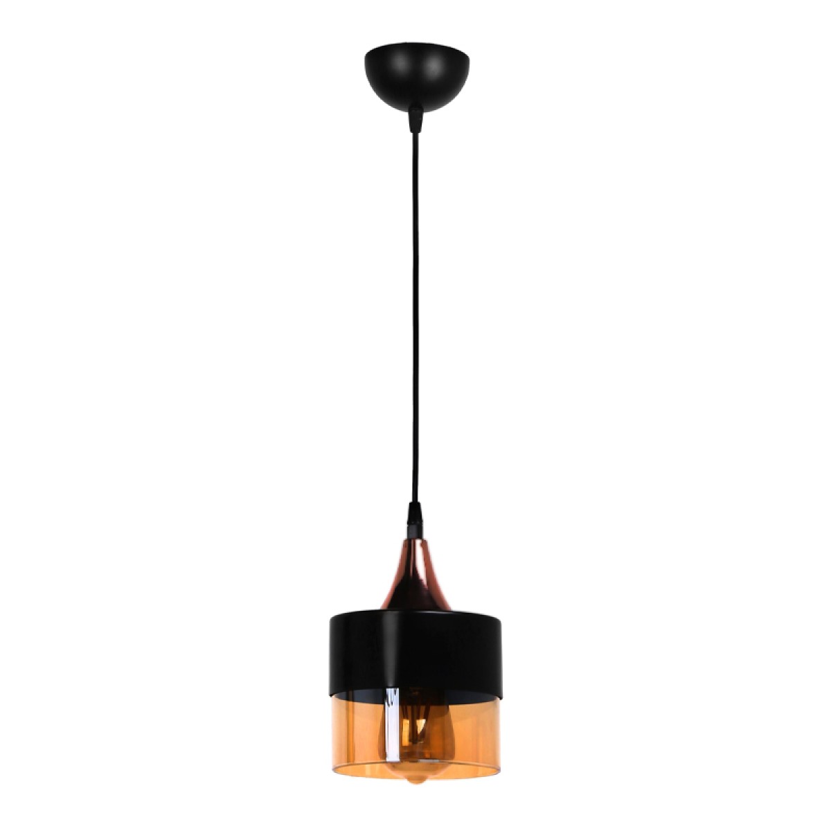 Φωτιστικό οροφής Roxy  μεταλλικό - γυάλινο μονόφωτο χρώμα μαύρο 16x16x65εκ.