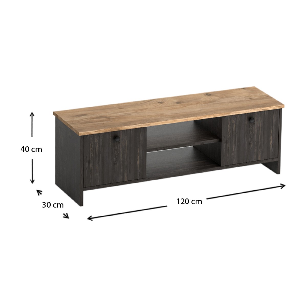 Έπιπλο τηλεόρασης Cube  μελαμίνης χρώμα pine - industrial grey 120x30x40εκ.