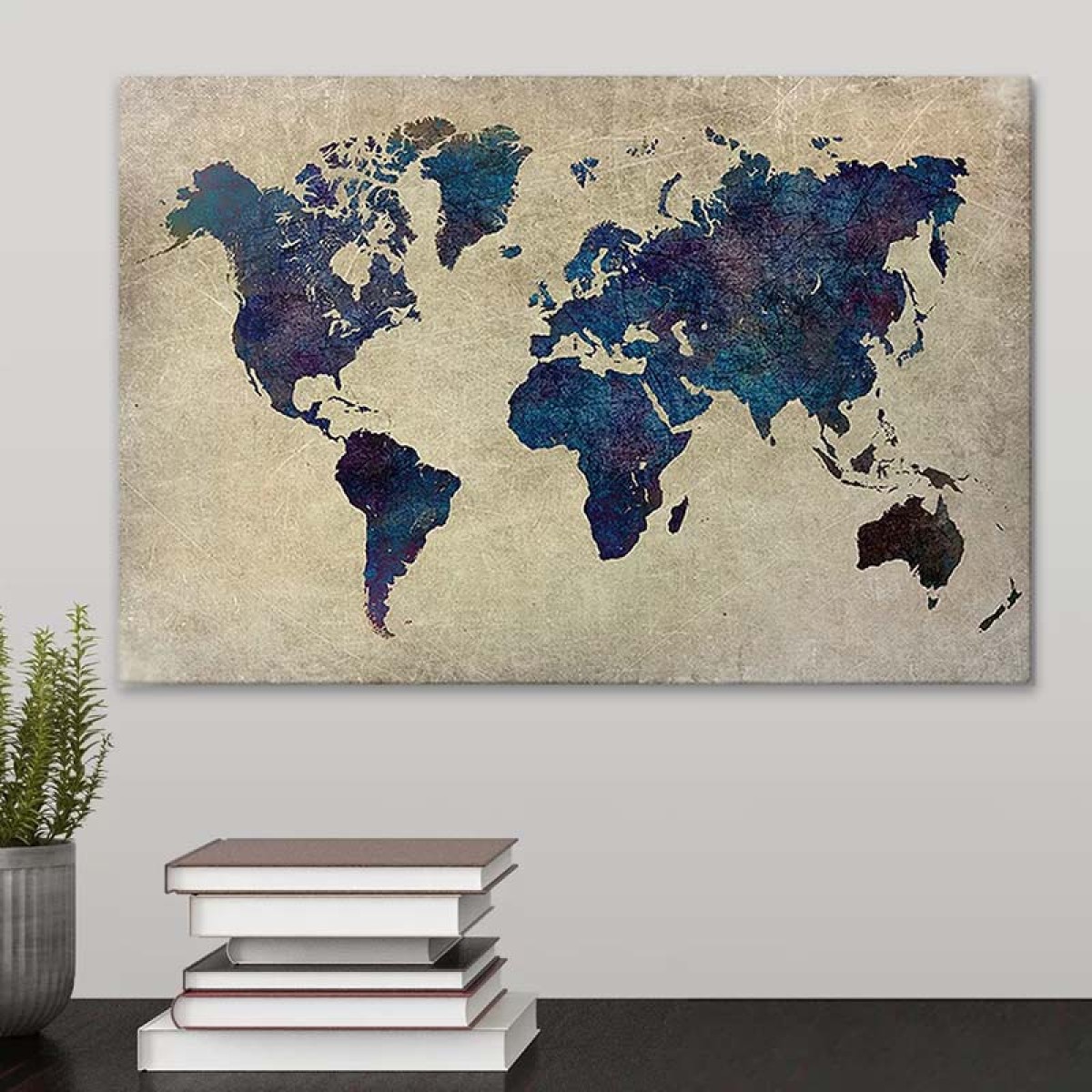 Πίνακας σε καμβά "World Map"  ψηφιακής εκτύπωσης 75x50x3εκ.