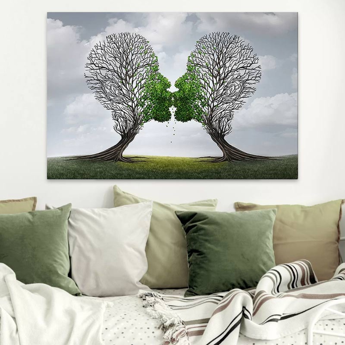 Πίνακας σε καμβά "Trees Growing With Love"  ψηφιακής εκτύπωσης 75x50x3εκ.