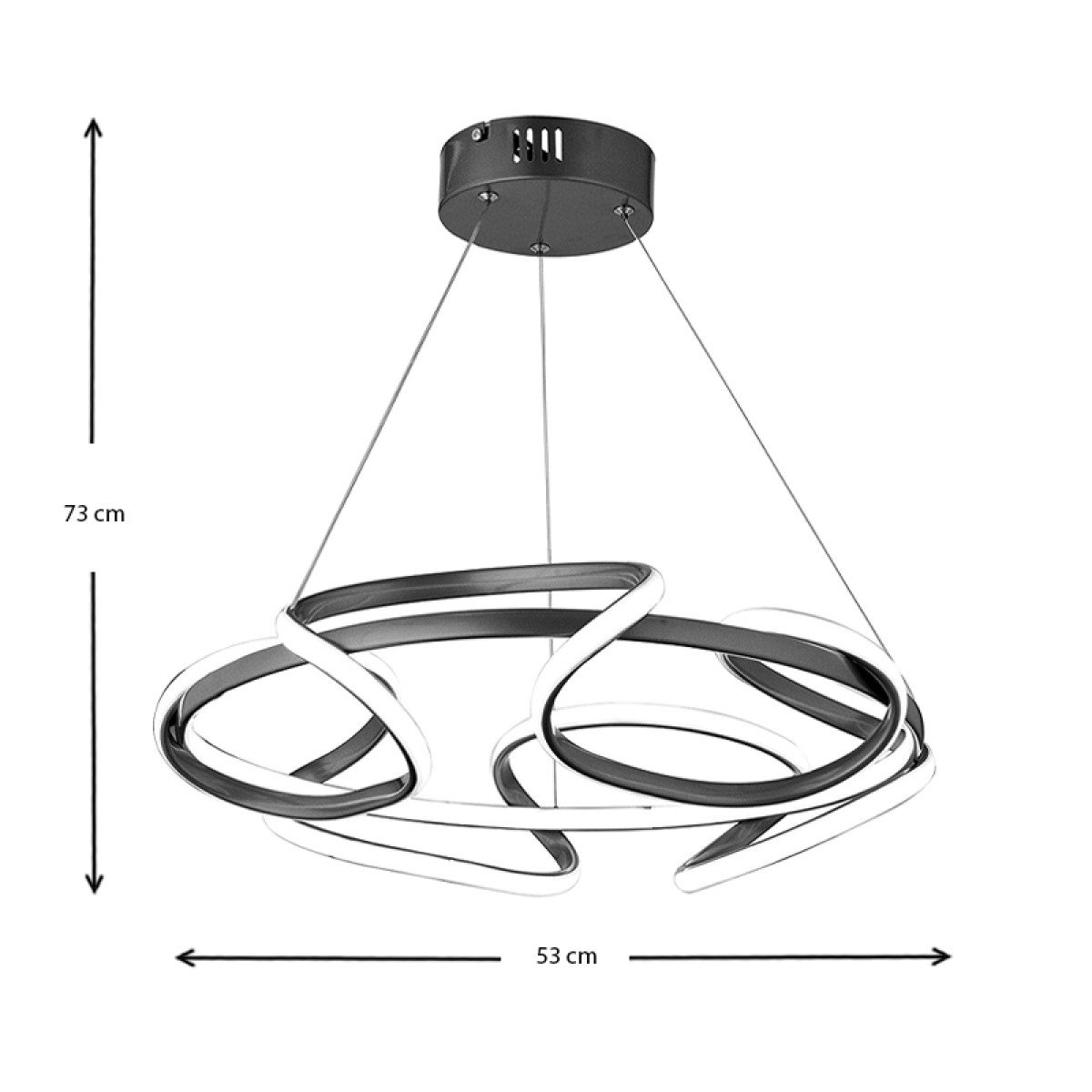 Φωτιστικό οροφής Led Lech  μεταλλικό χρώμα μαύρο 53x53x73εκ.