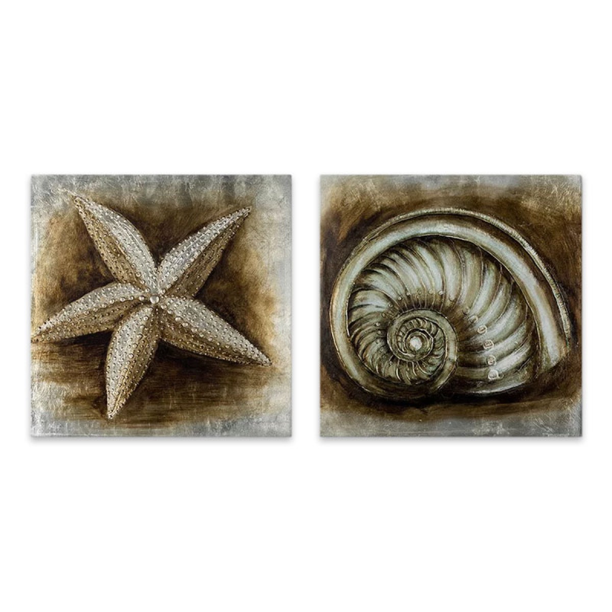 Πίνακες σε καμβά "Starfish - Shell"  2 τμχ. ψηφιακής εκτύπωσης 103x50x3εκ.