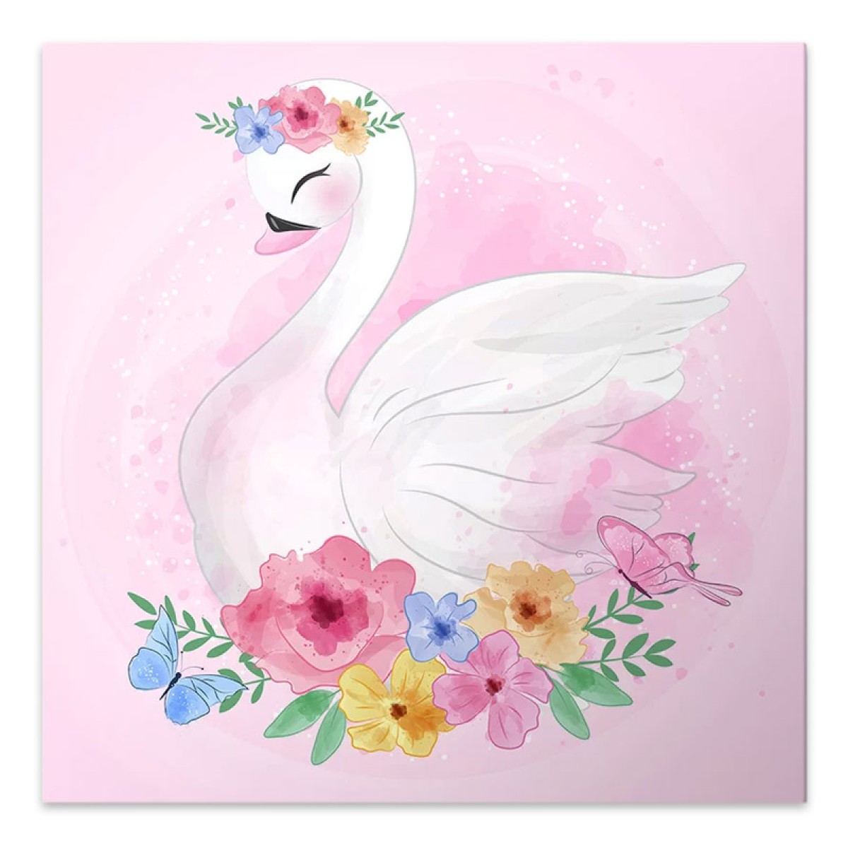 Πίνακας σε καμβά "Baby Swan"  ψηφιακής εκτύπωσης 40x40x3εκ.