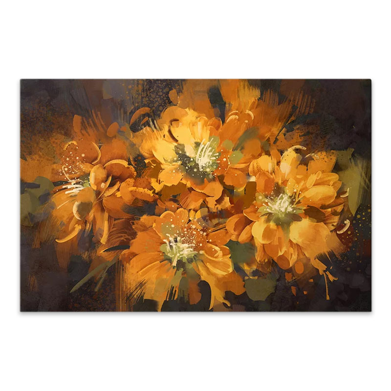 Πίνακας σε καμβά "Orange Flowers" Megapap ψηφιακής εκτύπωσης 120x60x3εκ.