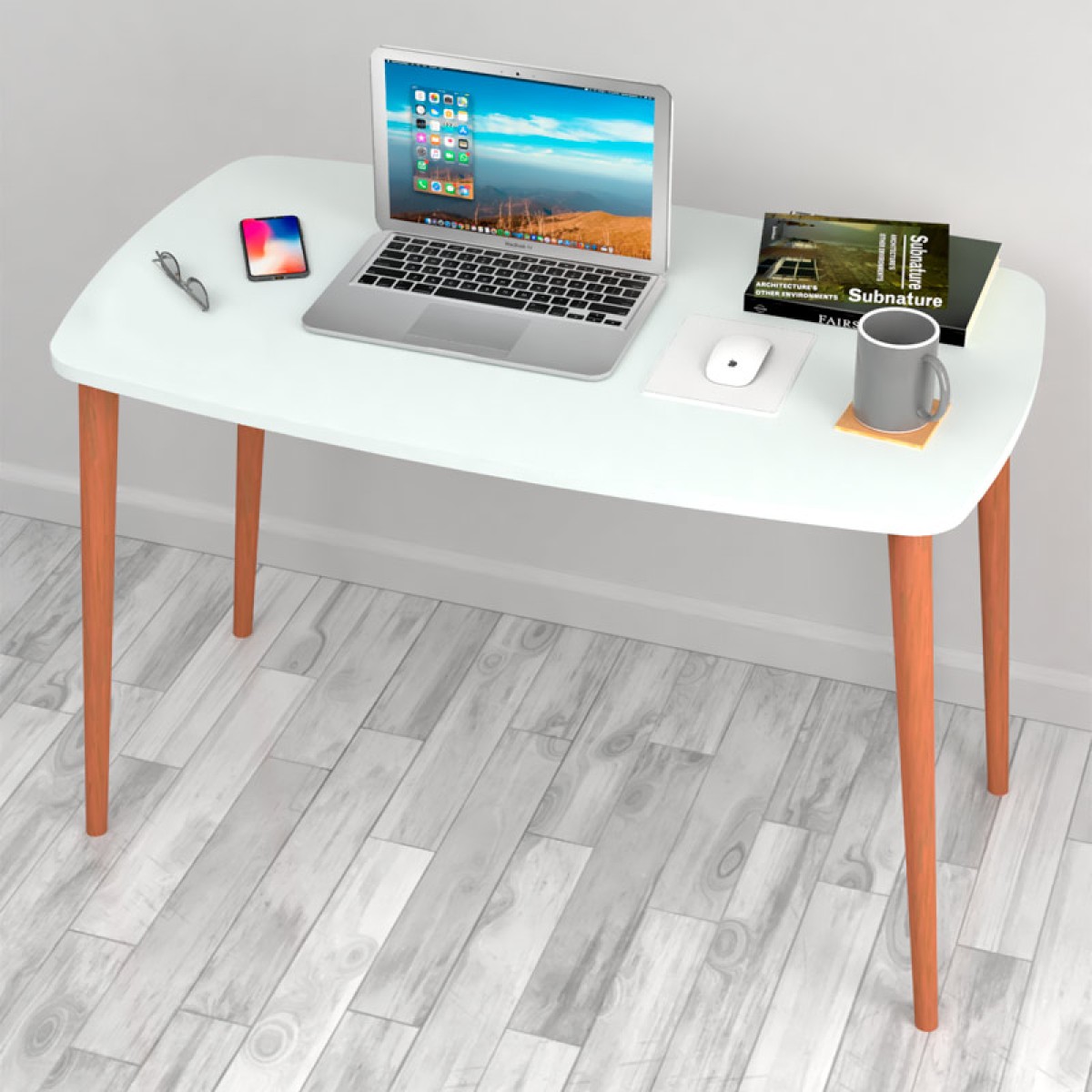Γραφείο - τραπέζι μελαμίνης Deina  χρώμα λευκό 105x60x72εκ.