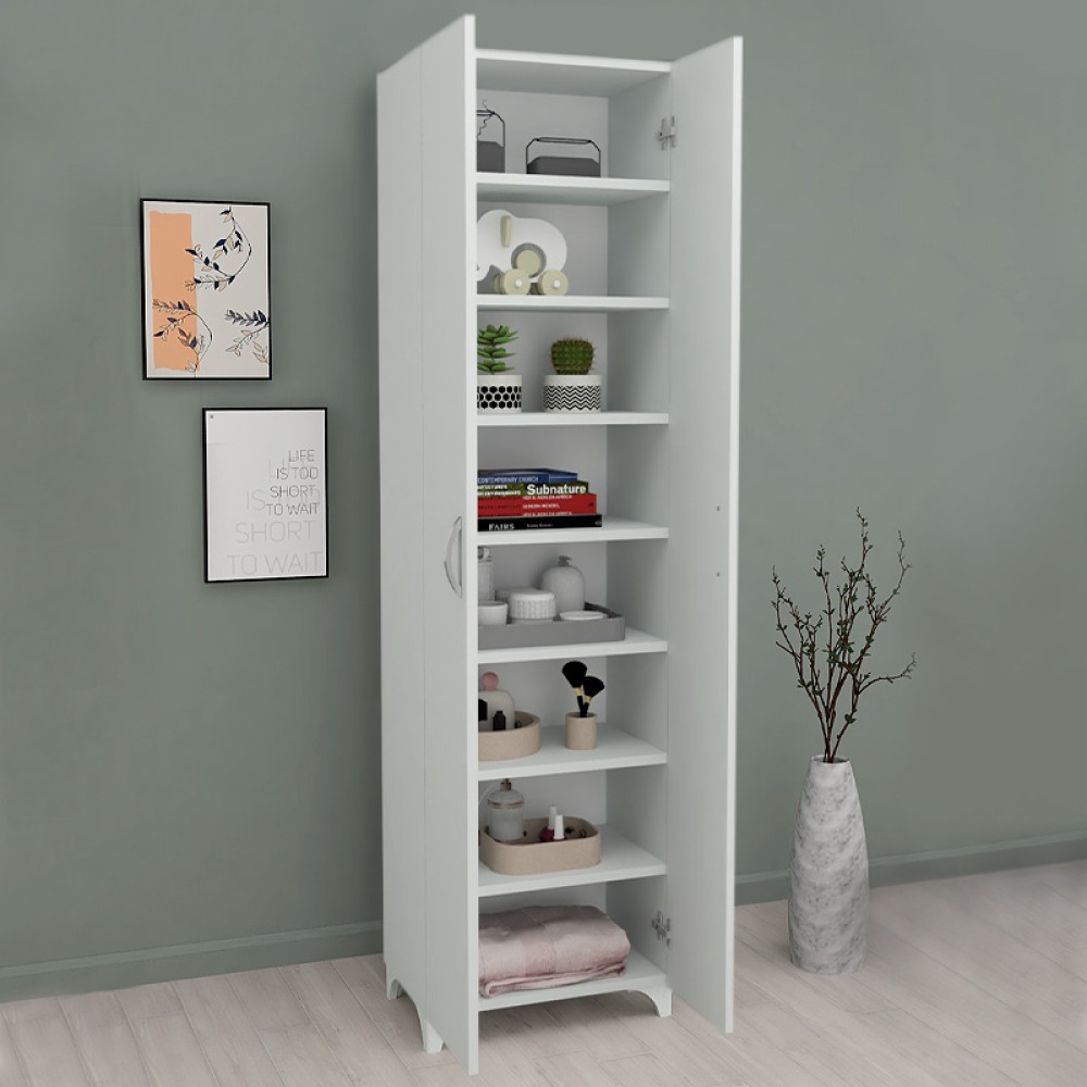 Ντουλάπα - Παπουτσοθήκη Lilly Megapap χρώμα λευκό 49x32x178εκ.
