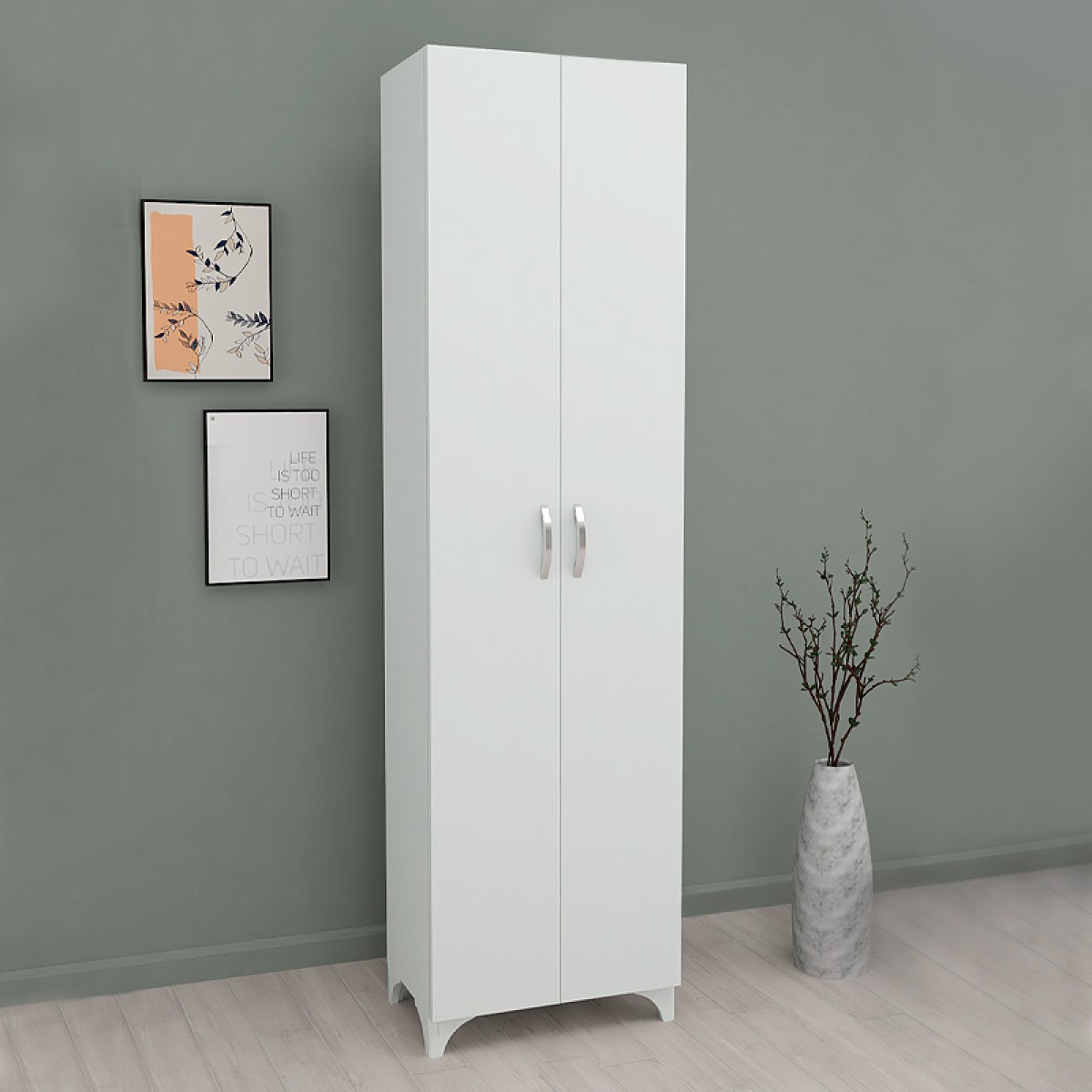Ντουλάπα - Παπουτσοθήκη Lilly Megapap χρώμα λευκό 49x32x178εκ.