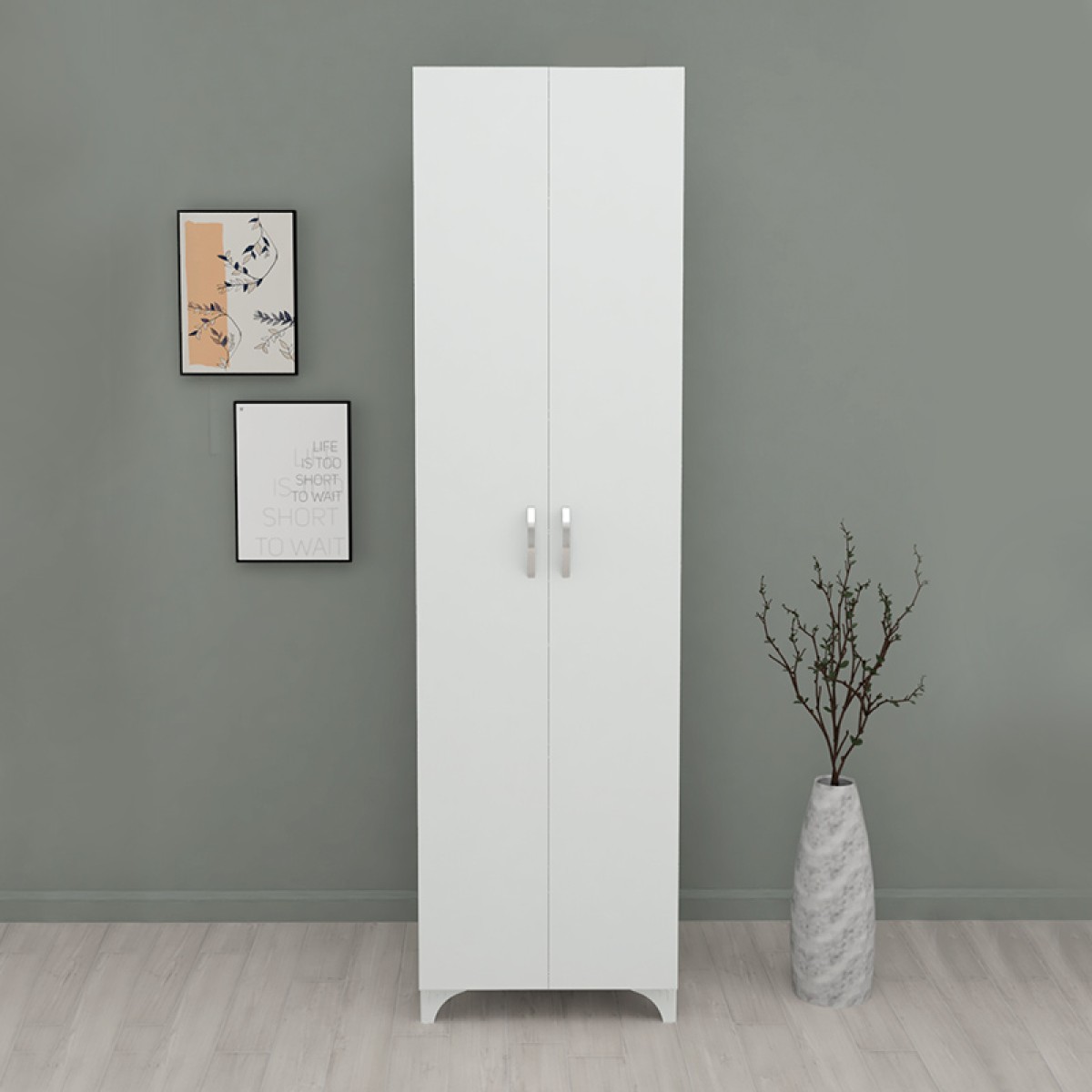 Ντουλάπα - Παπουτσοθήκη Lilly Megapap χρώμα λευκό 49x32x178εκ.