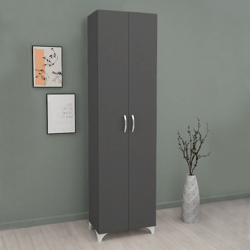 Ντουλάπα - Παπουτσοθήκη Lilly Megapap χρώμα ανθρακί 49x32x178εκ.