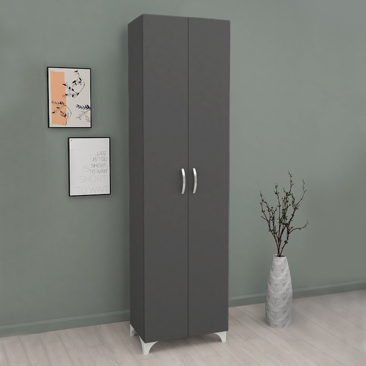 Ντουλάπα - Παπουτσοθήκη Lilly Megapap χρώμα ανθρακί 49x32x178εκ.