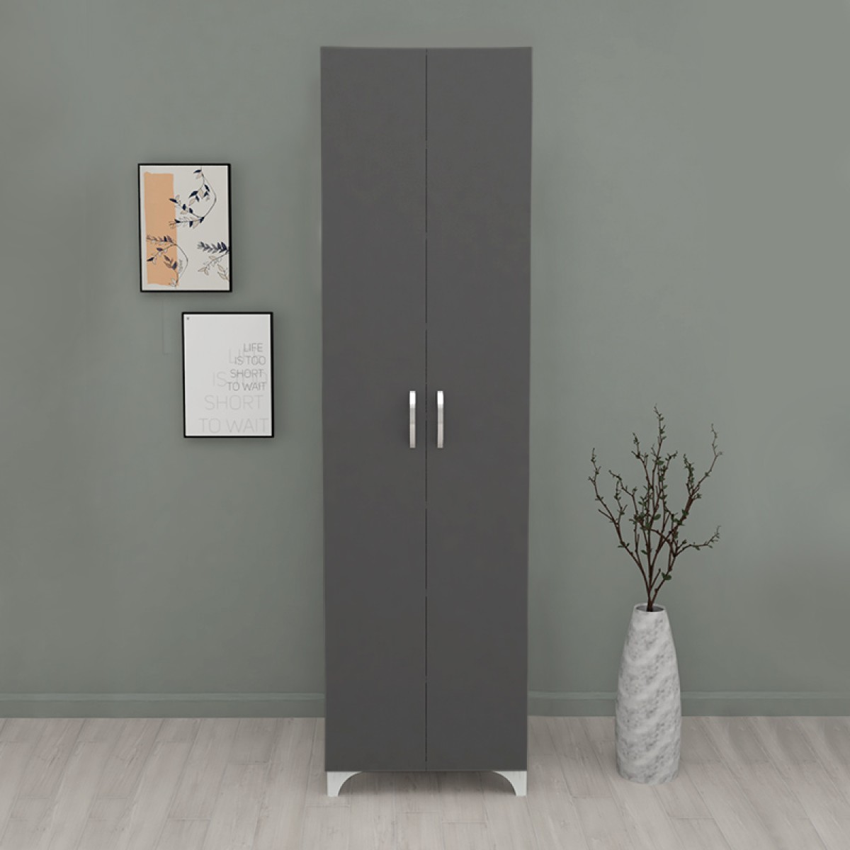 Ντουλάπα - Παπουτσοθήκη Lilly Megapap χρώμα ανθρακί 49x32x178εκ.
