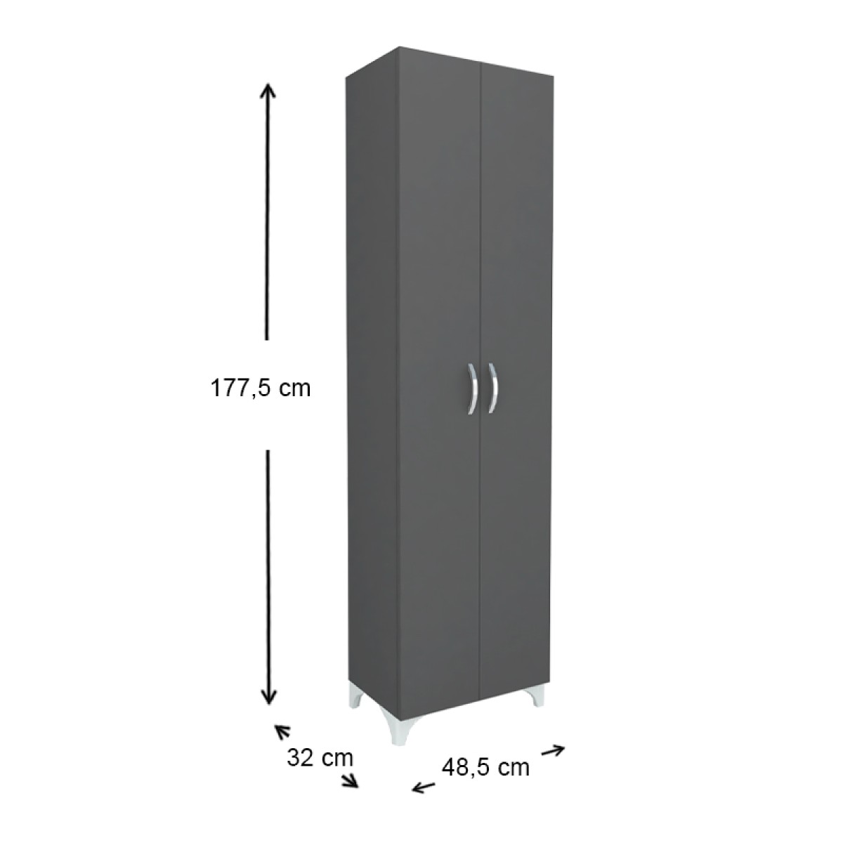 Ντουλάπα - Παπουτσοθήκη Lilly Megapap χρώμα ανθρακί 49x32x178εκ.