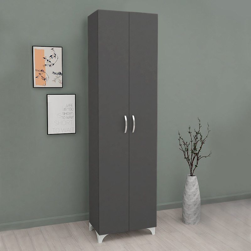 Ντουλάπα - Παπουτσοθήκη Lilly Megapap χρώμα ανθρακί 49x32x178εκ.
