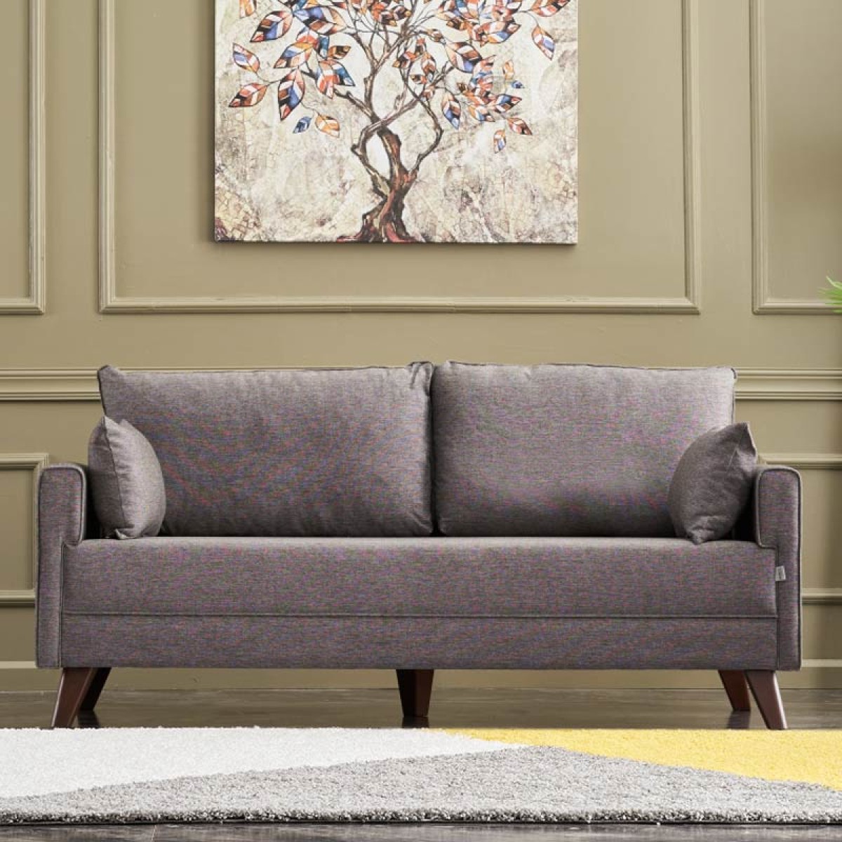 Καναπές Bella  διθέσιος υφασμάτινος χρώμα καφέ 177x81x85εκ.