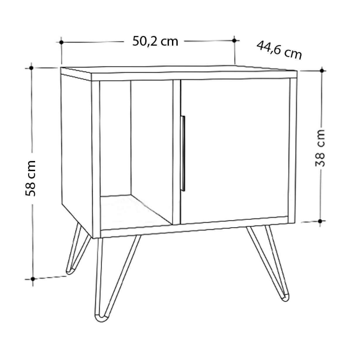 Κομοδίνο μελαμίνης Glynn  χρώμα φυσικό οξιάς 50,2x44,6x58εκ.