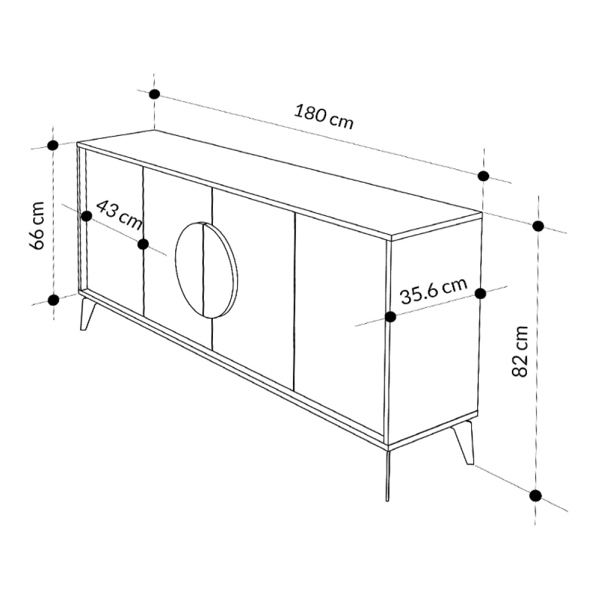 Μπουφές μελαμίνης Gora  χρώμα ανοιχτό καφέ 180x35,6x82εκ.