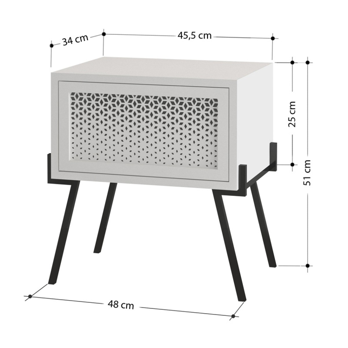 Κομοδίνο μελαμίνης Naive  χρώμα λευκό 48x34x51εκ.