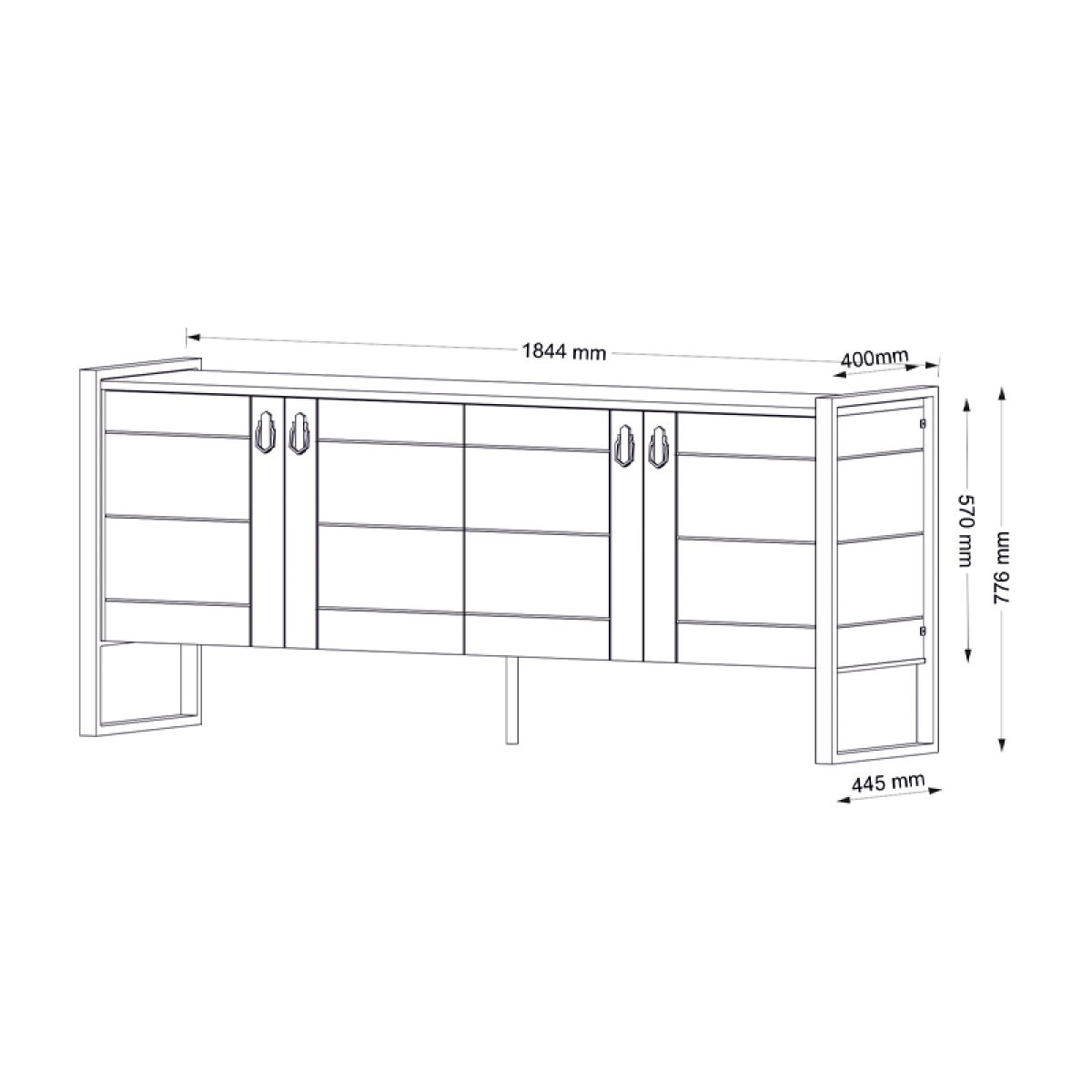 Μπουφές μελαμίνης Ursula  χρώμα καρυδί 180x40x77,6εκ.