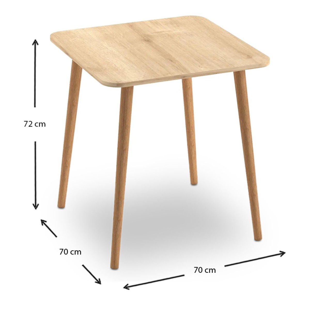 Τραπέζι Kare  από μελαμίνη χρώμα oak 70x70x72εκ.