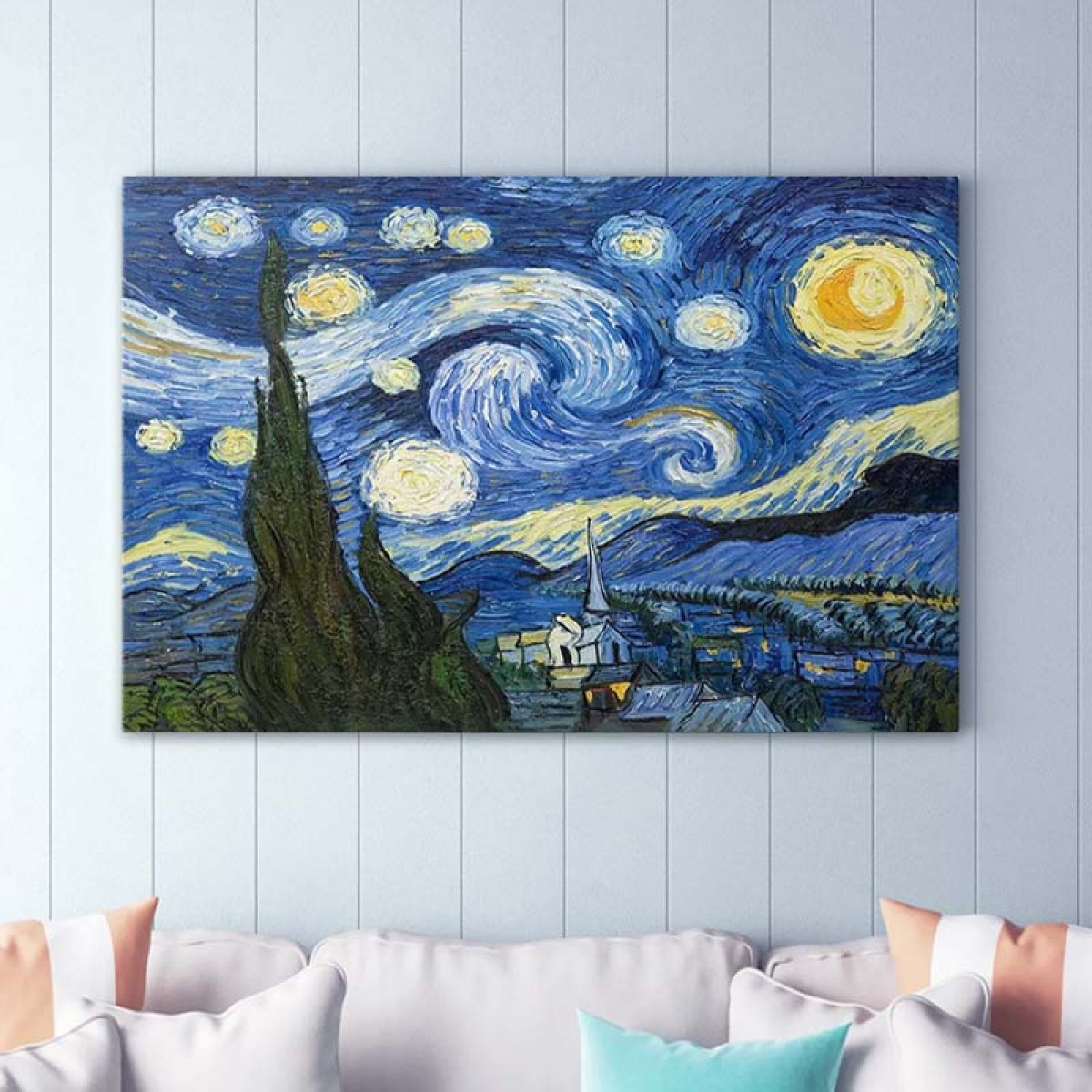 Πίνακας σε καμβά "Starry Night"  ψηφιακής εκτύπωσης 100x70x3εκ.