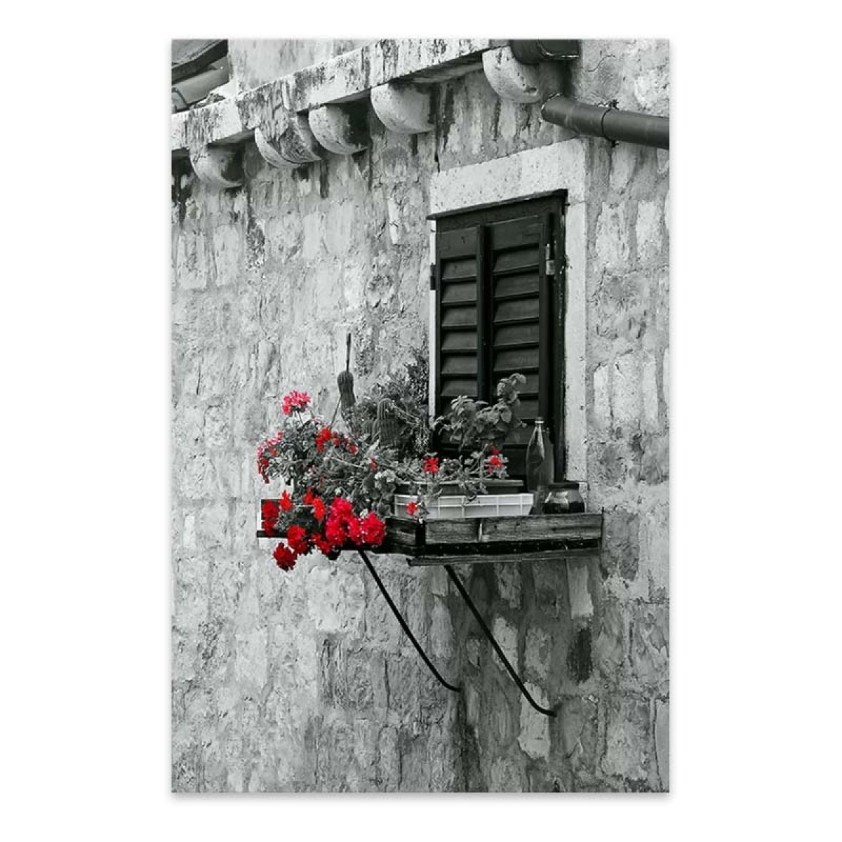 Πίνακας σε καμβά "Window with Flowers"  ψηφιακής εκτύπωσης 50x75x3εκ.
